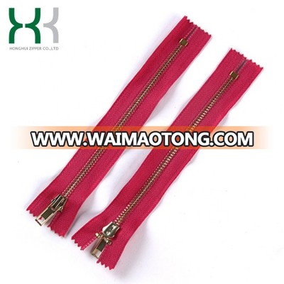 Good quality auto lock close end fashion decorative metal brass zipper