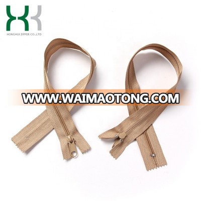 Wholesale custom 4# affordable garment brown nylon zipper